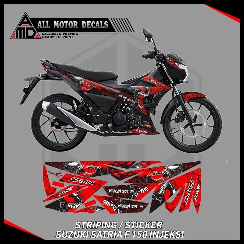 Striping Suzuki Satria F 150 Injeksi Livery Venom / Sticker Motor Satria Fu 150 / Decal Custom Satri