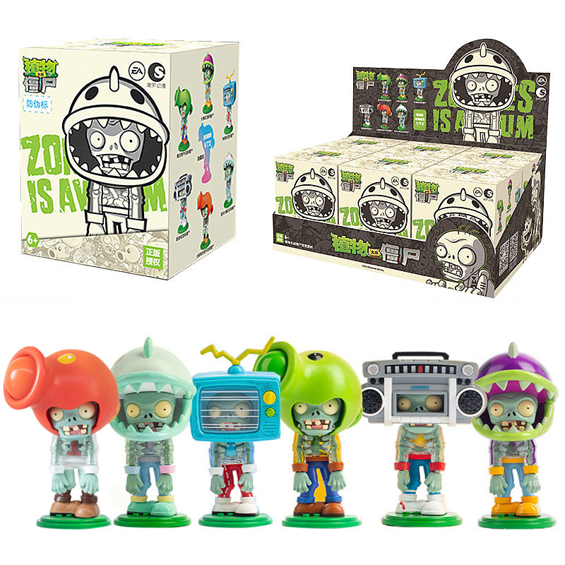 6pcs Plants vs. Zombies Building Block Action Figure Dolls Radio Peashooter Disguise Zombies Crossdr