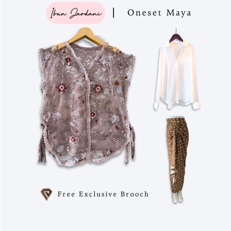 Paket Oneset Setelan Baju Kondangan Atasan Kemeja dan Vest Rok lilit jumputan Baju Pesta Baju Pesta 