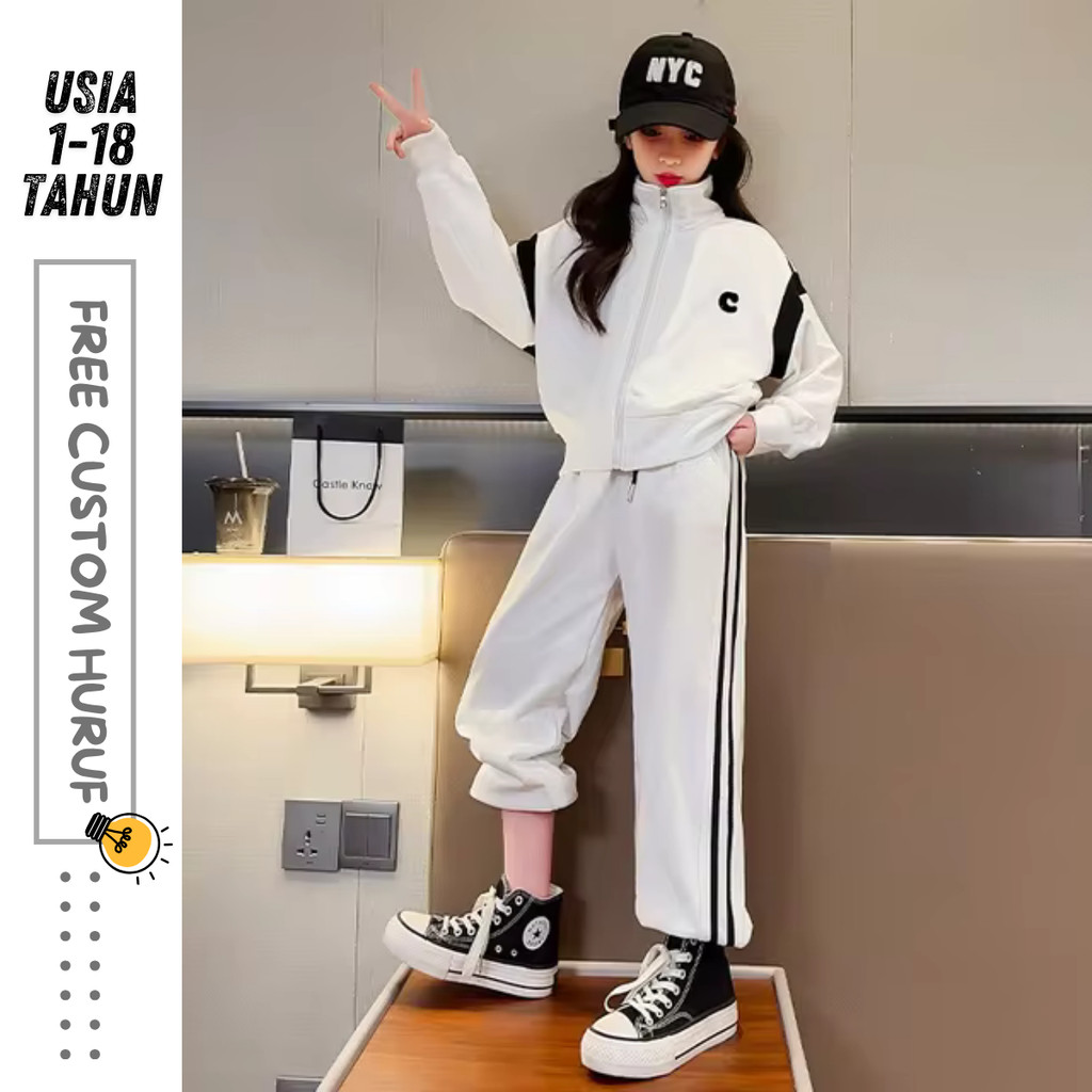 Setelan One Set Jaket Anak Laki Laki Perempuan Korean Style Import / Bomber Baseball Custom Bordir