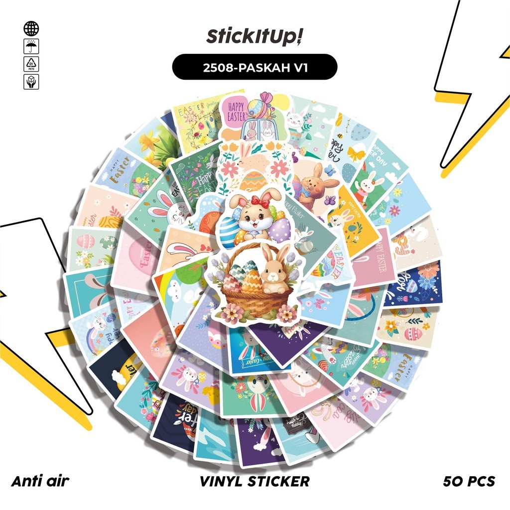 

COD✨ 50 Pcs Stiker PASKAH V1 Lucu Anti Air Untuk Dekorasi Notebook Sepeda Skateboard Handphone DIY