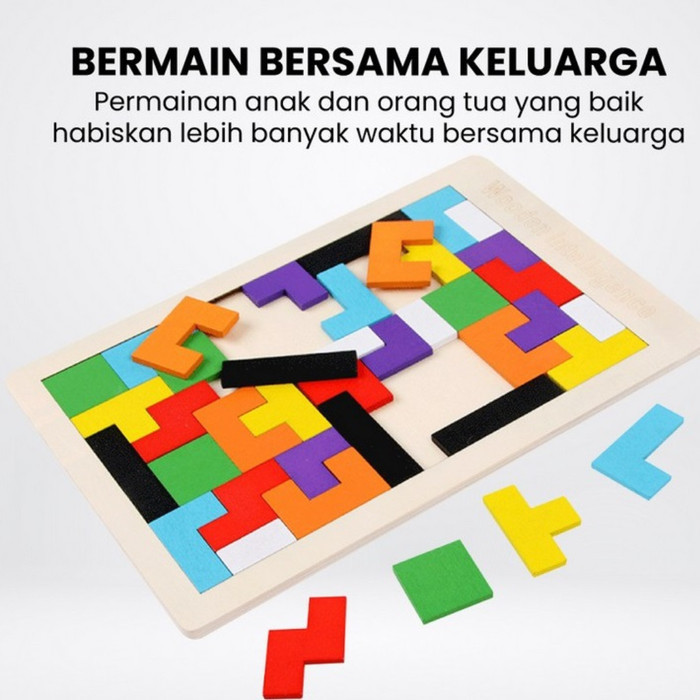 Mainan Kayu Tetris Edukasi Anak / Tetris Wooden Puzzle