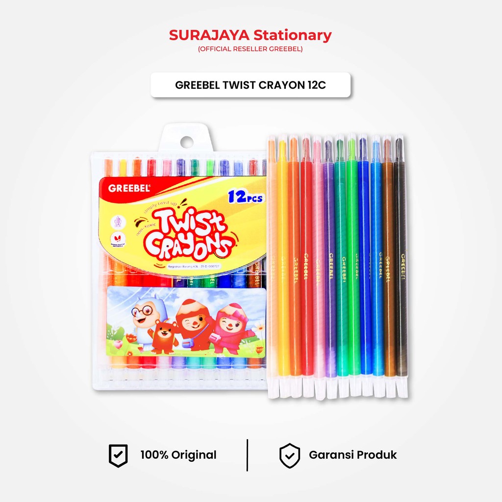 

GREEBEL Crayon Putar 12 Warna / Crayon Twist / Krayon Greebel