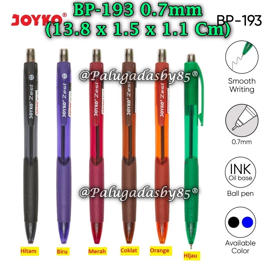 

(1 Biji) Bolpen JOYKO BP-193 Zest 0.7 mm Ball Pen Hitam / Ball Pen Pulpen Pena Joyko BP-193 Zest