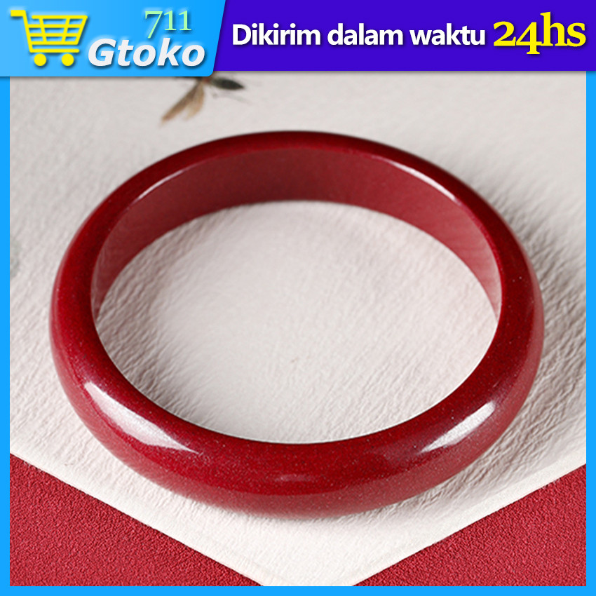 Gelang Giok Polos Merah Cina Cinnabar Gelang Energi Kesehatan Wanita