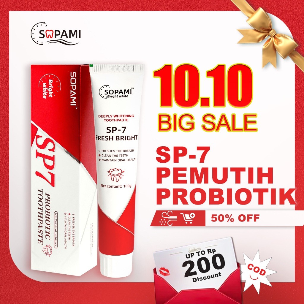 SOPAMI SP-7 untuk Kesehatan Mulut dan Gusi,Pasta Gigi Probiotik BPOM, Nafas segar Mencerahkan Hitam