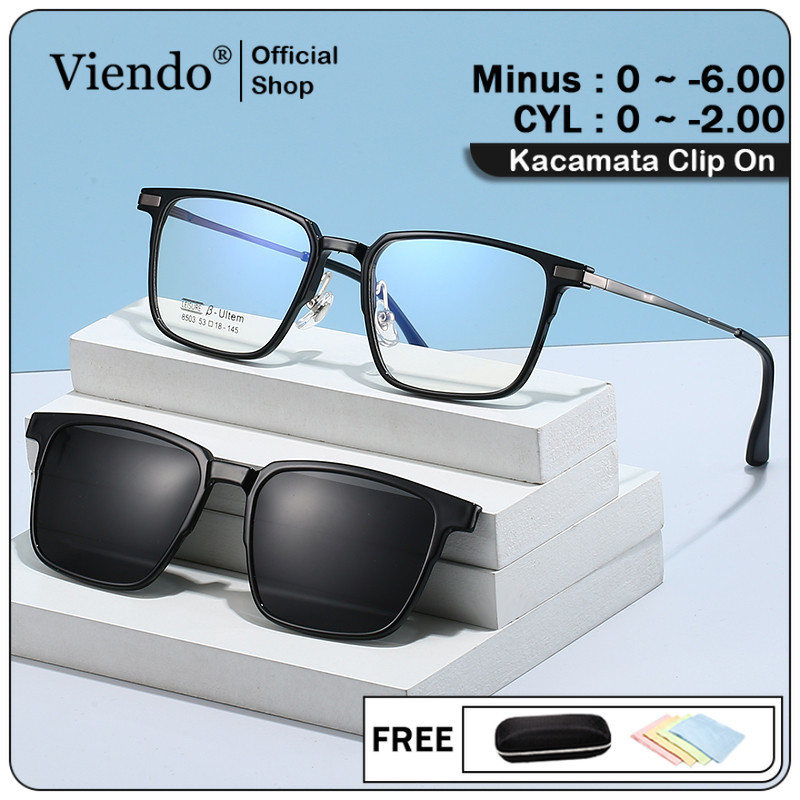 Viendo Kacamata Clip On Pria Wanita Minus Kaca Mata Optik Anti Blueray Photocromic Bluecromic