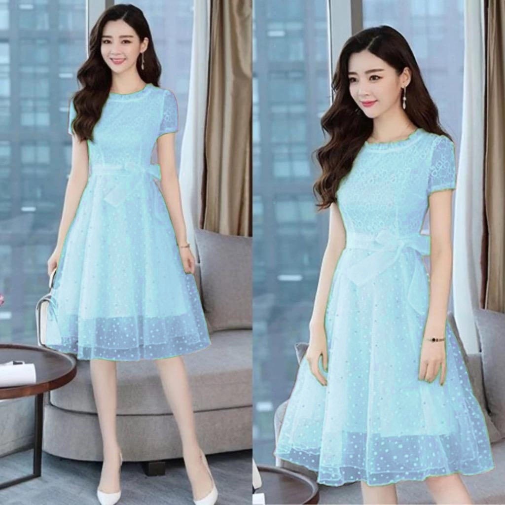 Bambee / DRESS BRUKAT NATAL ALICIA MINI DRESS BROKAT TILE DOT DRESS FASHION KOREA GAUN MEWAH ELEGANT