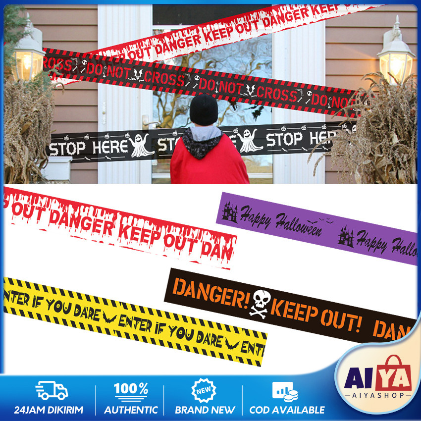 

6M Pita Tanda Peringatan Halloween Dekorasi Garis Pembatas Warning Police Line Dekor Aksesoris Horor Hantu