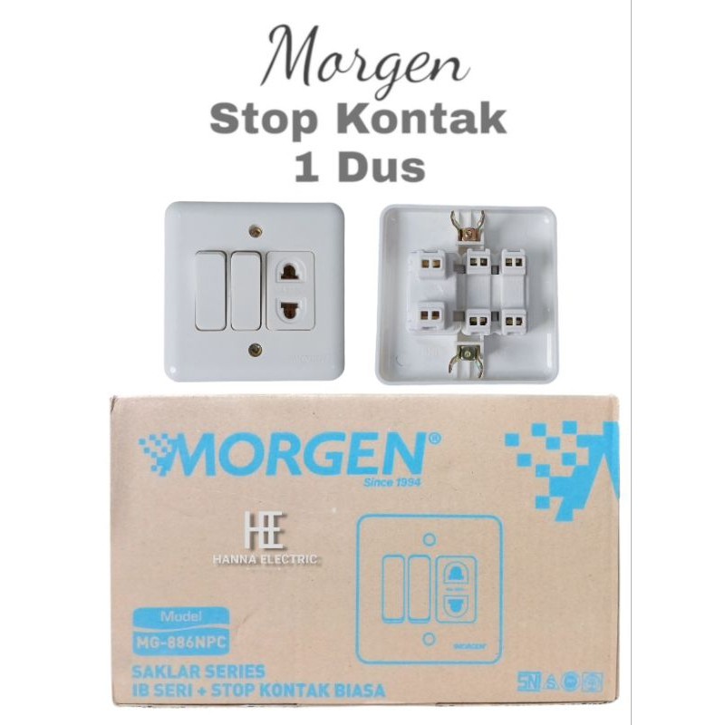 MORGEN Paket 1 Dus Isi 20 Pcs Stop Kontak + Saklar Seri IB MG-886