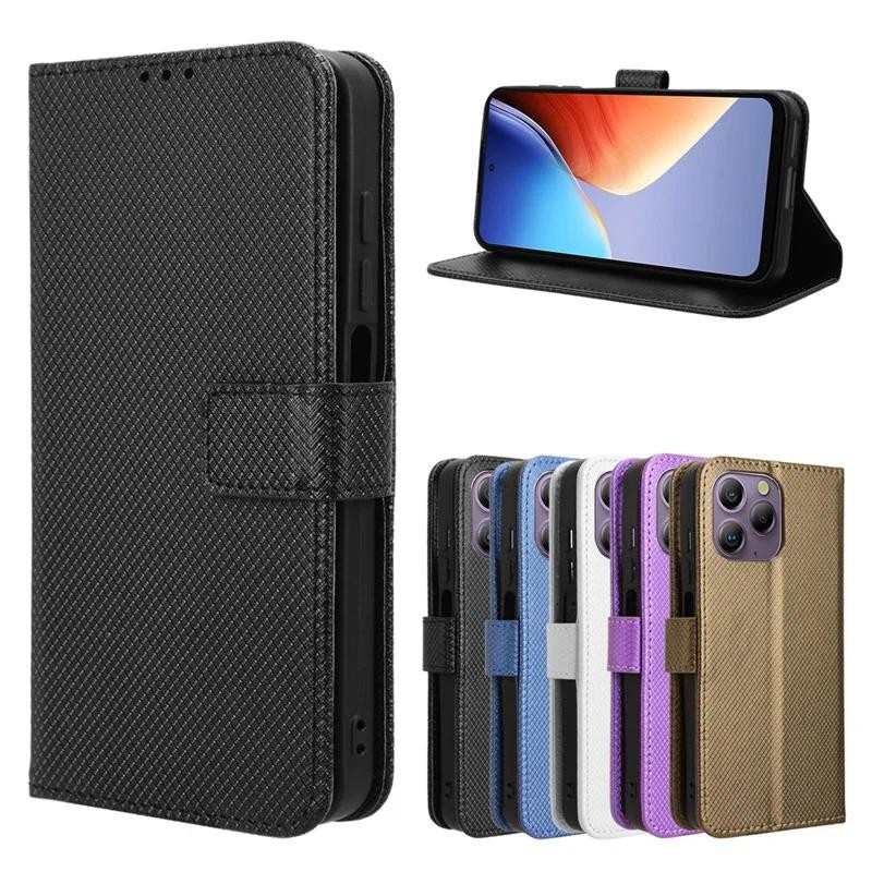 New Phone casing Blackview A96 Leather Wallet Cover Card Holder Features Diamond Texture Strap For B