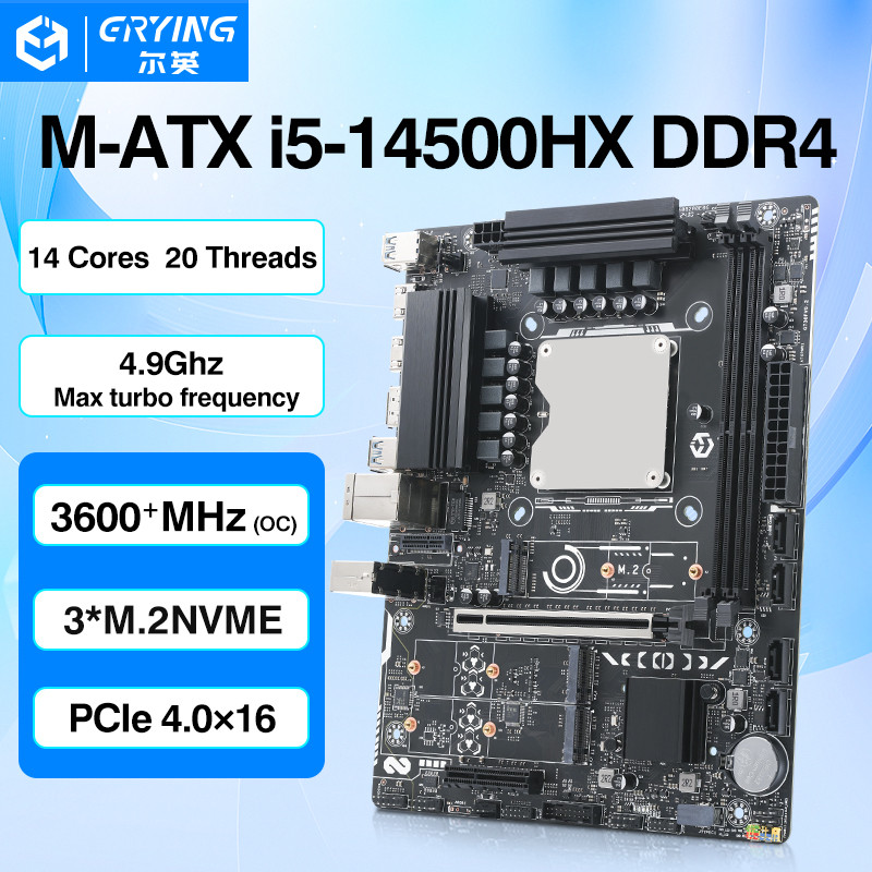 

ERYING DIY Gaming PC Computer Motherboard with Onboard CPU Interpose kit i5 14500HX 14C20T DDR4 RAM Memory Desktop placa mae