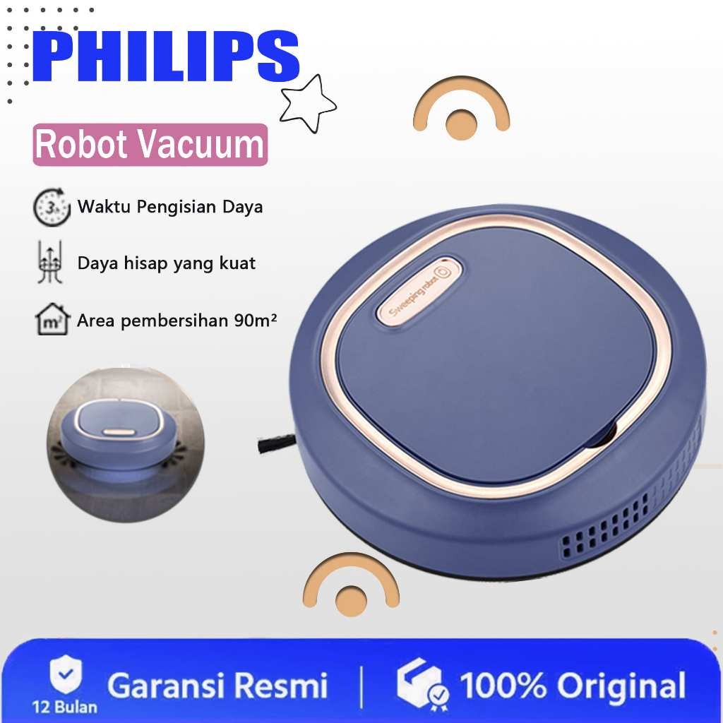 PHILIPS Robot Vacum Cleaner Portable Penyedot Debu Rumah Sapu Otomatis Cerdas Pembersih LantaiCO