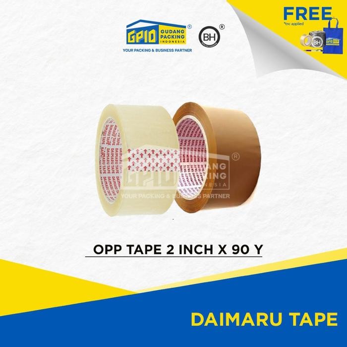 

f z e DAIMARU - Lakban 2 inch / 48mm x 90y / 100y Bening / Coklat - Rol - 90y, BeningNG