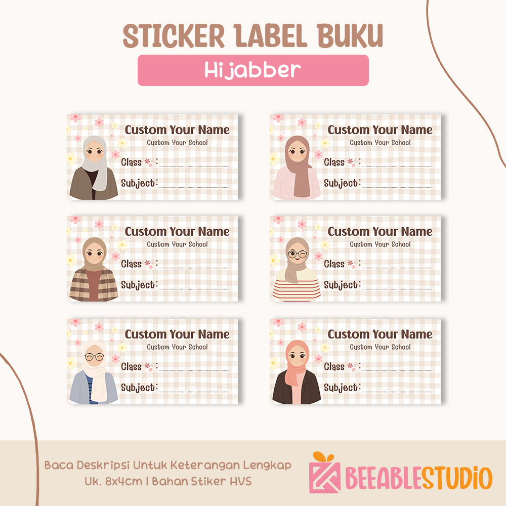 

[40pcs] Sticker Buku Hijabber Stiker Label Nama Buku Tulis Pelajaran Anak Sekolah
