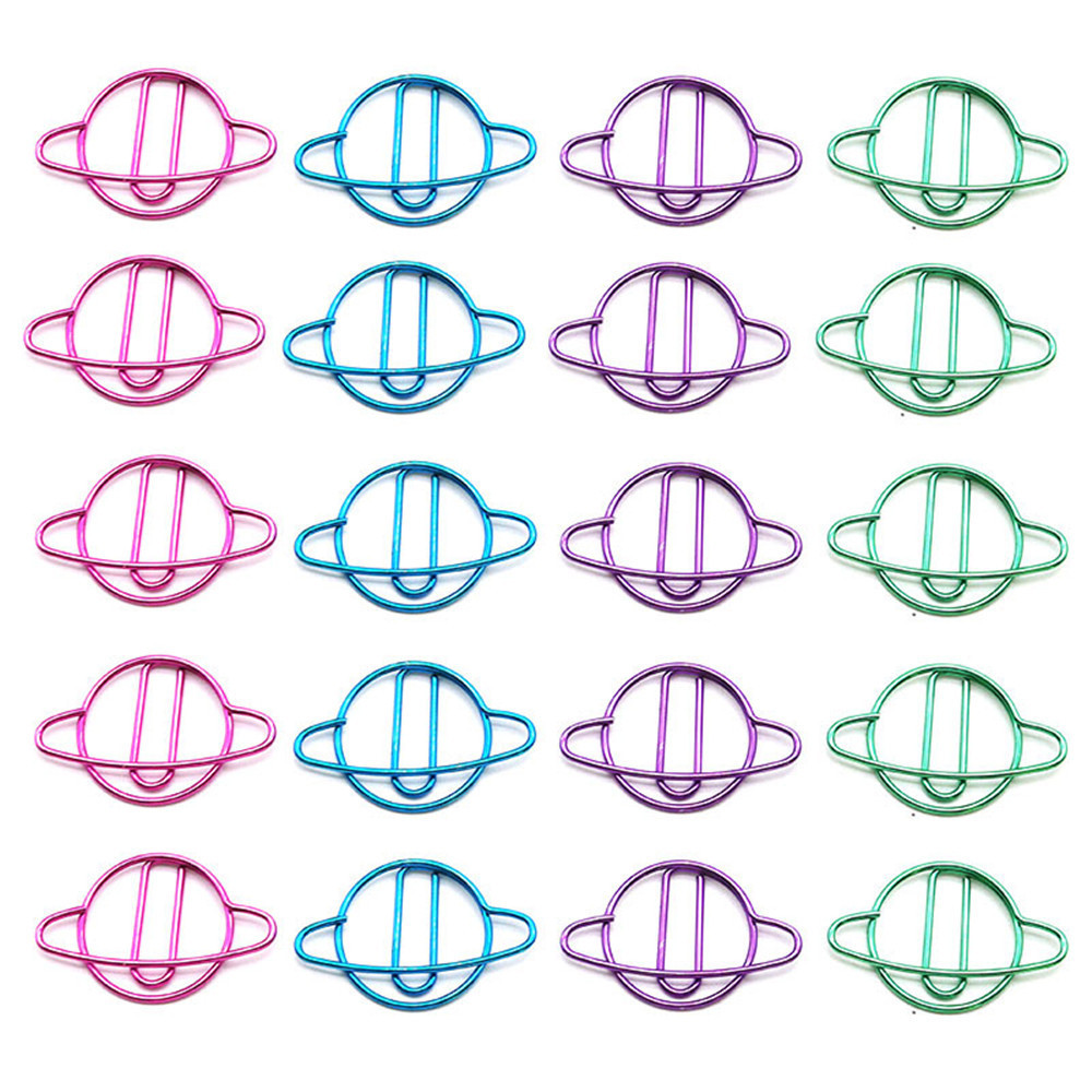 

20pcs Metal Paper Clip planet shape Bookmark Clips Colorful Decorative File Memo Clips Office Stationery Binder Pins