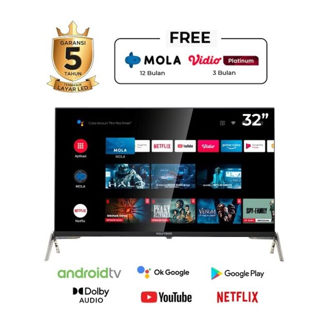 Tv LED Polytron 32" AndroidTV GoogleTV / Tv Polytron 32Inch GoogleTV AndrroidTV
