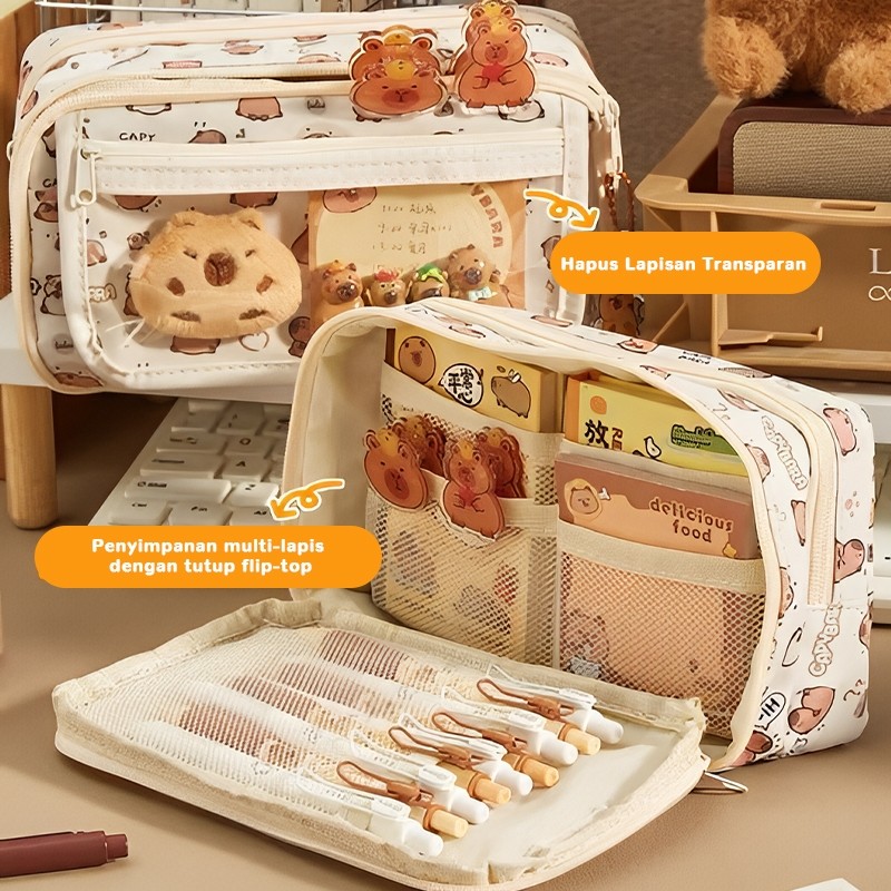

JAMIN MURAH !!!Capybara Tempat alat tulis kotak pensil aesthetic Tas PenaTempat Pencil Tas Pensil kapasitas besar(BISA LANGSUNG ORDER)