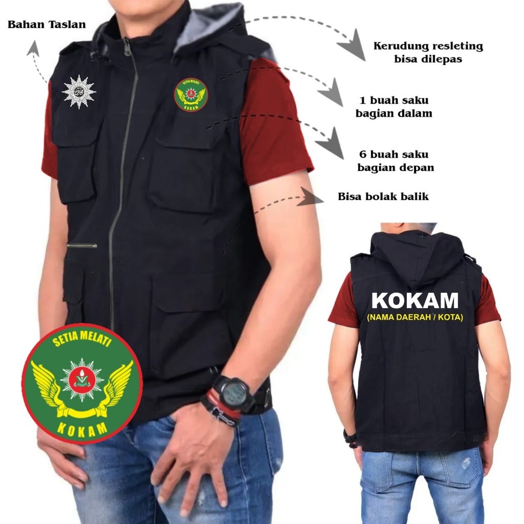 TERBARUUU  Jaket Rompi Pria Kantong KOKAM MUHAMMADIYAH/ Rompi Sablon KOKAM MUHAMMADIYAH/ Rompi Kanto