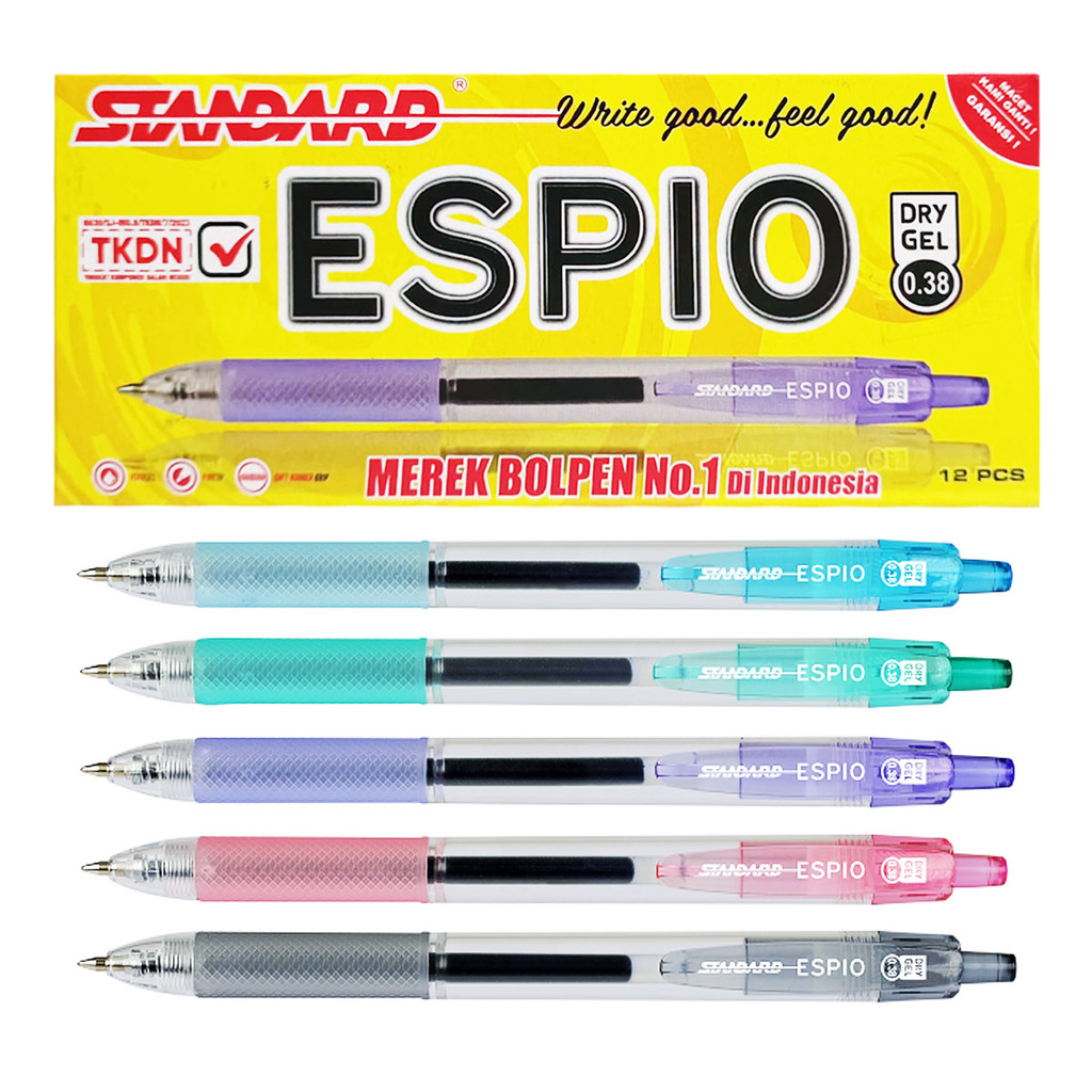

BOLPEN Ballpoint Gel Cetek Standard ESPIO DRY GEL 0.38mm Pulpen Retractable Pena 1 PCS