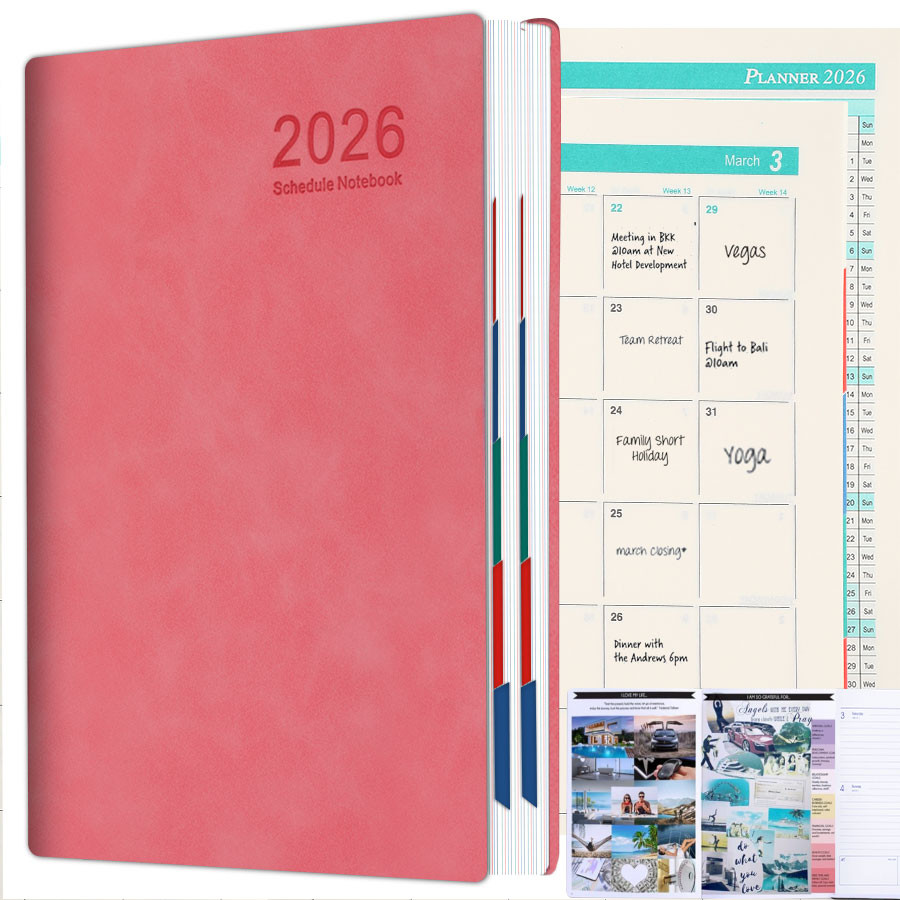 

365-Day 2026 Portable A5 Pocket Planner Pu Cover Daily Weekly Schedule Notebook Calendar Journal School Office Supplies Agenda