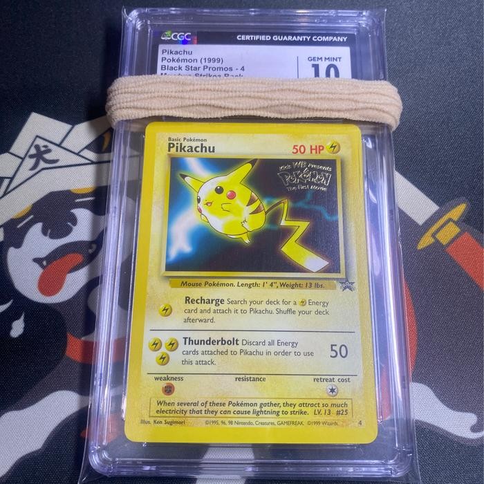 CGC 10 Kartu Pokemon EN Pikachu WB WOTC Black Star Promo 4 English PSA The First Movie Mewtwo Strike
