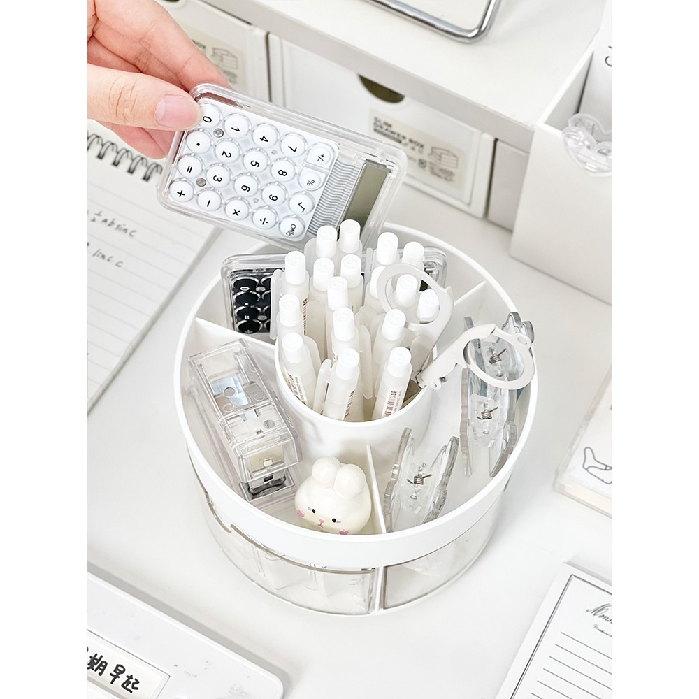 

QY-7170 Tabung 3 sekatan, 3 laci bisa diputar， Pensil Pulpen Meja Belajar Motif Lucu