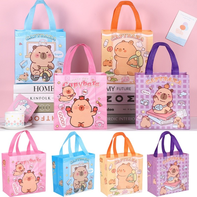 

New Capybara Non-Woven Shopping Bag Recycle Portable Children Gift Wholesale Capybara Tote Bag Waterproof Storage Bag
