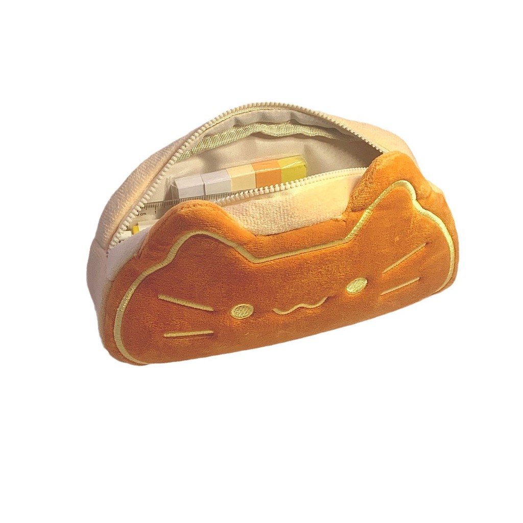 

Ins Style Cartoon Pen Case Cute Caramel Cat Pen Bag Large Capacity Lovely Plush Animal Pencil Organizer Case School Supplies 1pc