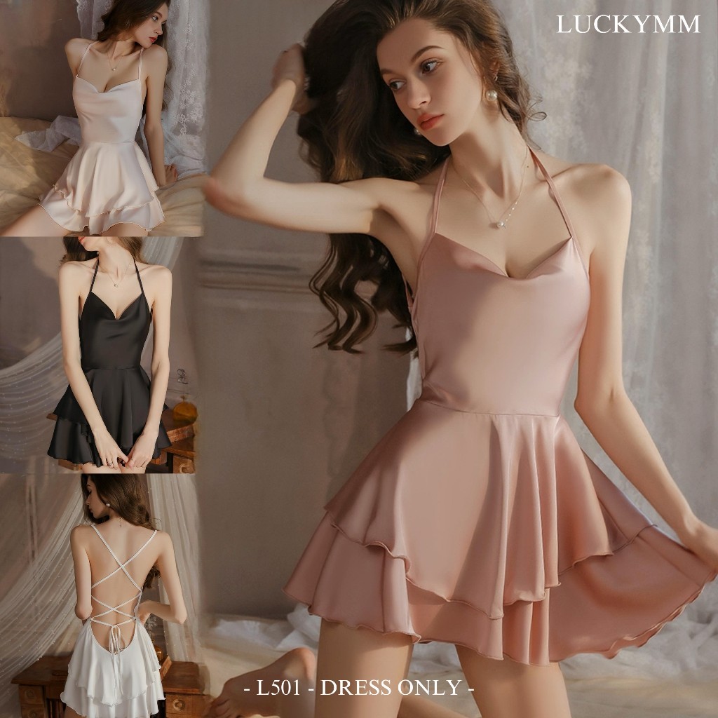 HOT PROMO Luckymm - Sexy Lingerie Dress Wanita / Lingerie Sexy Wanita / Dress Satin Mini Wanita 501