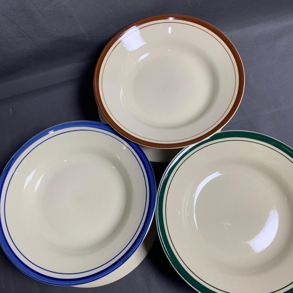 Piring Keramik/Piring Makan/Piring Bulat / Piring Keramik Lucky List Coklat Biru Hijau