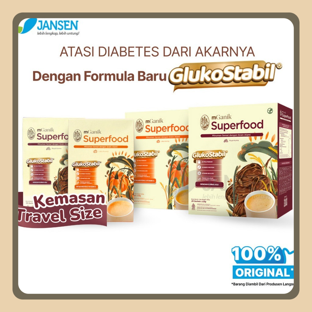 

MGanik Multigrain Labu Kuning 500gr (20 Sachets x 25gr) - Superfood Diabetes Alami Original