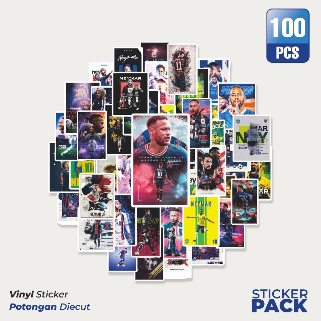 

MURAH 100 PCS Stiker Neymar JR Waterproof Aesthetic- Untuk Laptop, Motor, dan Helm - Paper Stationery Pack