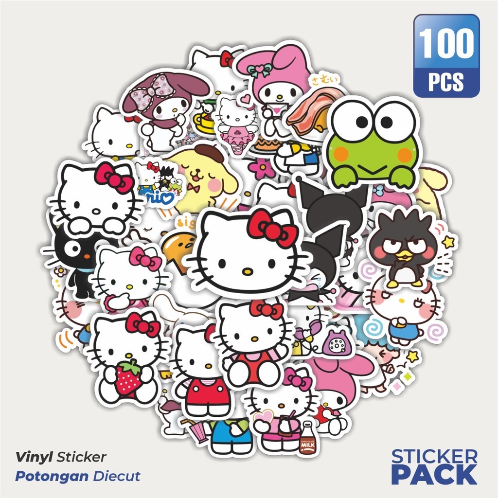 

MURAH 100 PCS Stiker Kartun Sanrio Versi 2 Waterproof Aesthetic- Untuk Laptop, Motor, dan Helm - Paper Stationery Pack