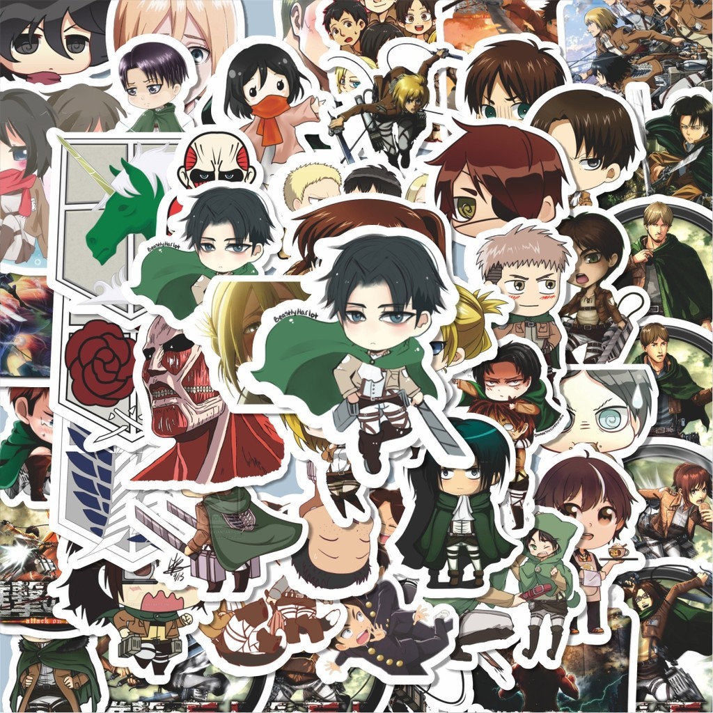 

100PCS Lucu Stiker Anime Attack on Titan Stiker Aesthetic Stiker Anti Air Stikers Berperekat Waterproof sticker decal buat Motor Helm Buku Journal Koper Casing HP Laptop Botol Minum Hadiah anak
