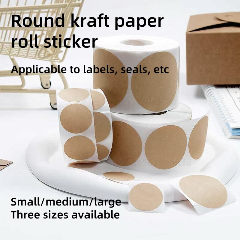 

Cowhide roll paper stickers, label stickers, sealing stickers, 1 roll of 500 stickers, large, small and medium-sized three sizes