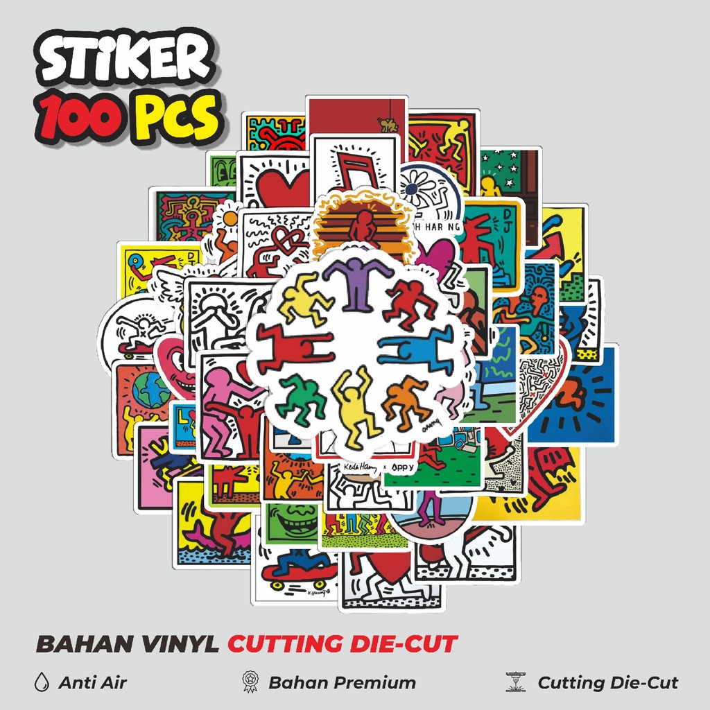 

Terbaru! 50 pcs Stiker Keith Haring Series Dekorasi Lucu Kreatif untuk Notebook, Skateboard, HP