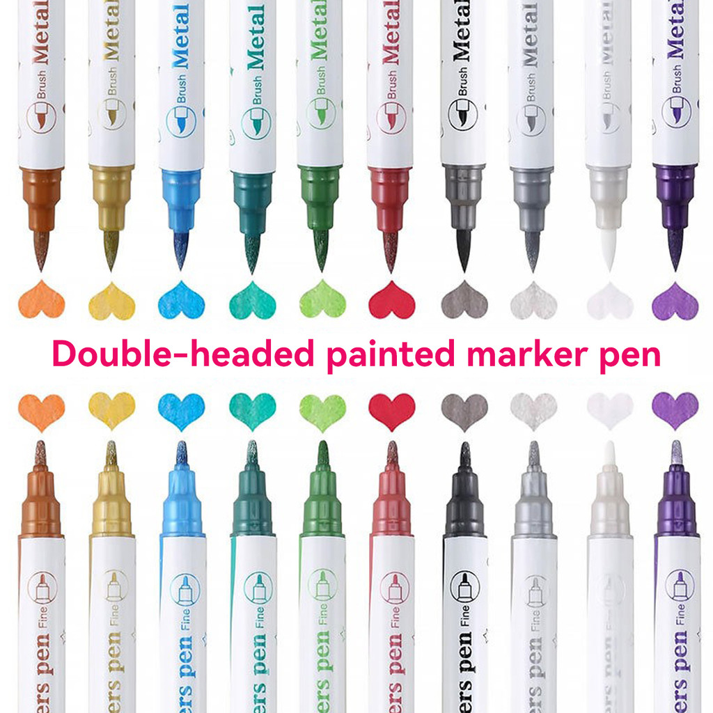 

10 Pcs Acrylic Double-head Marker Pen Art Painting Doodle Nail DIY Waterproof Mark Pen Adult, Student, Children's Supplies