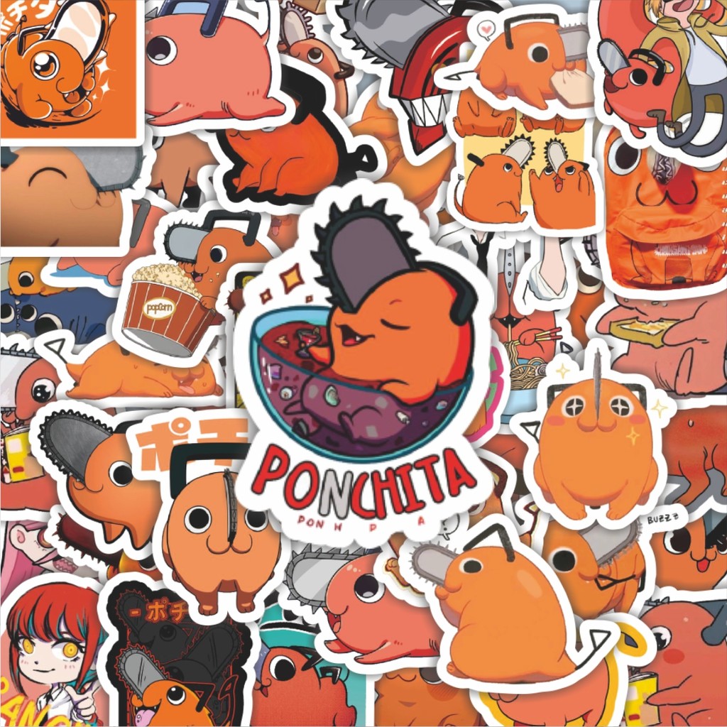 

Stiker Vinyl Stiker Anime Pochita Waterproof Aesthetic- Untuk Laptop, Motor, dan Helm - Paper Stationery Pack