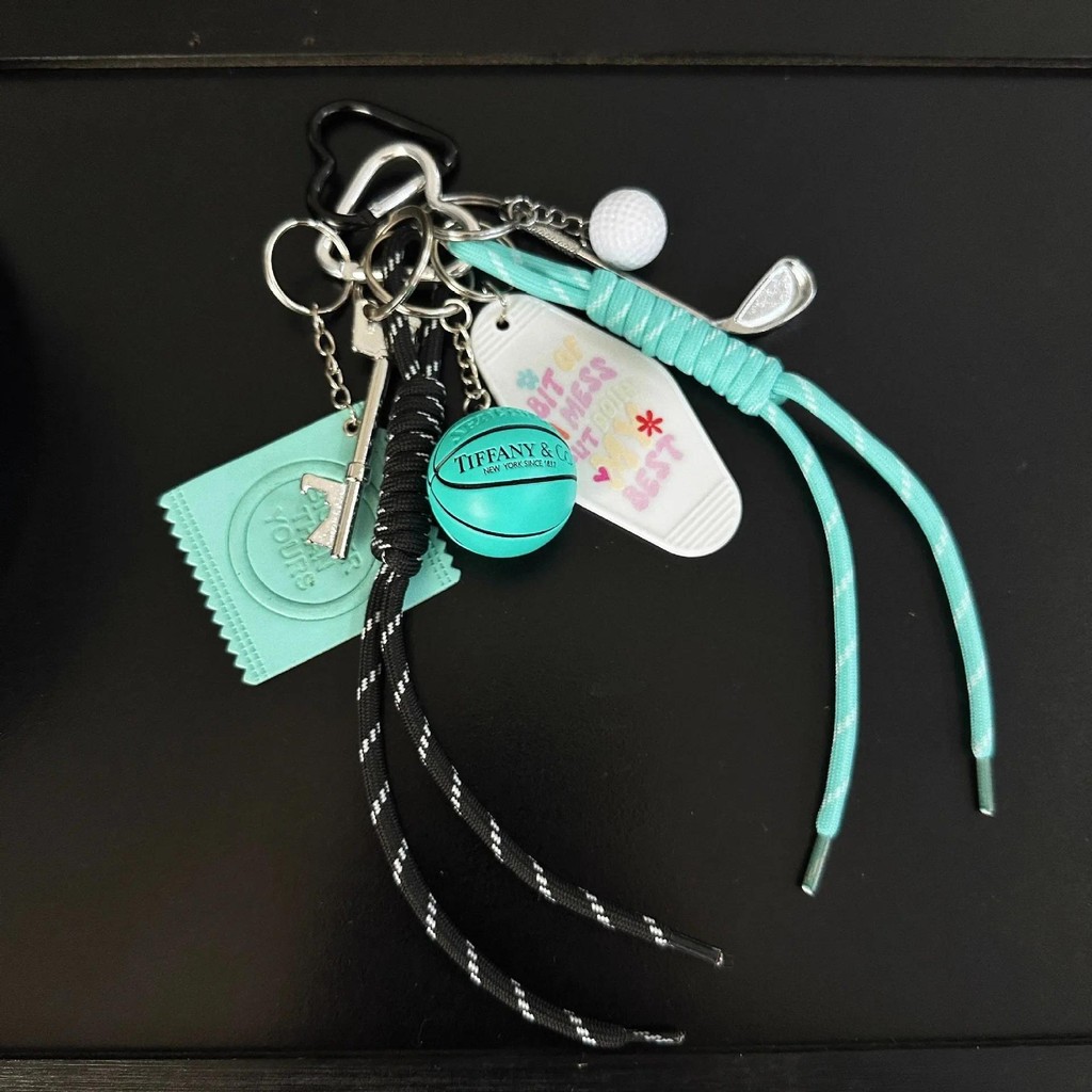 Original Multi-Element Keychain Pendant High-End Feeling Bag Charm Miu Series Color Rope Woven Jewel