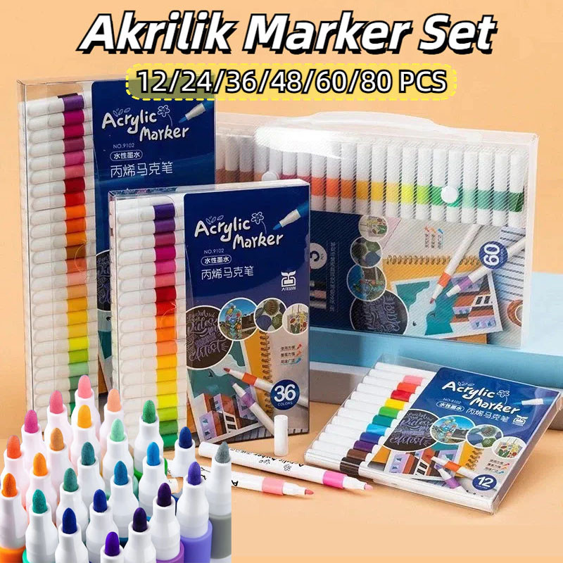 

Spidol Acrylic Painter Acrylic Marker Set Spidol Akrilik DIY Painting Spidol Pastel Pulpen Highlight Colors Drawing