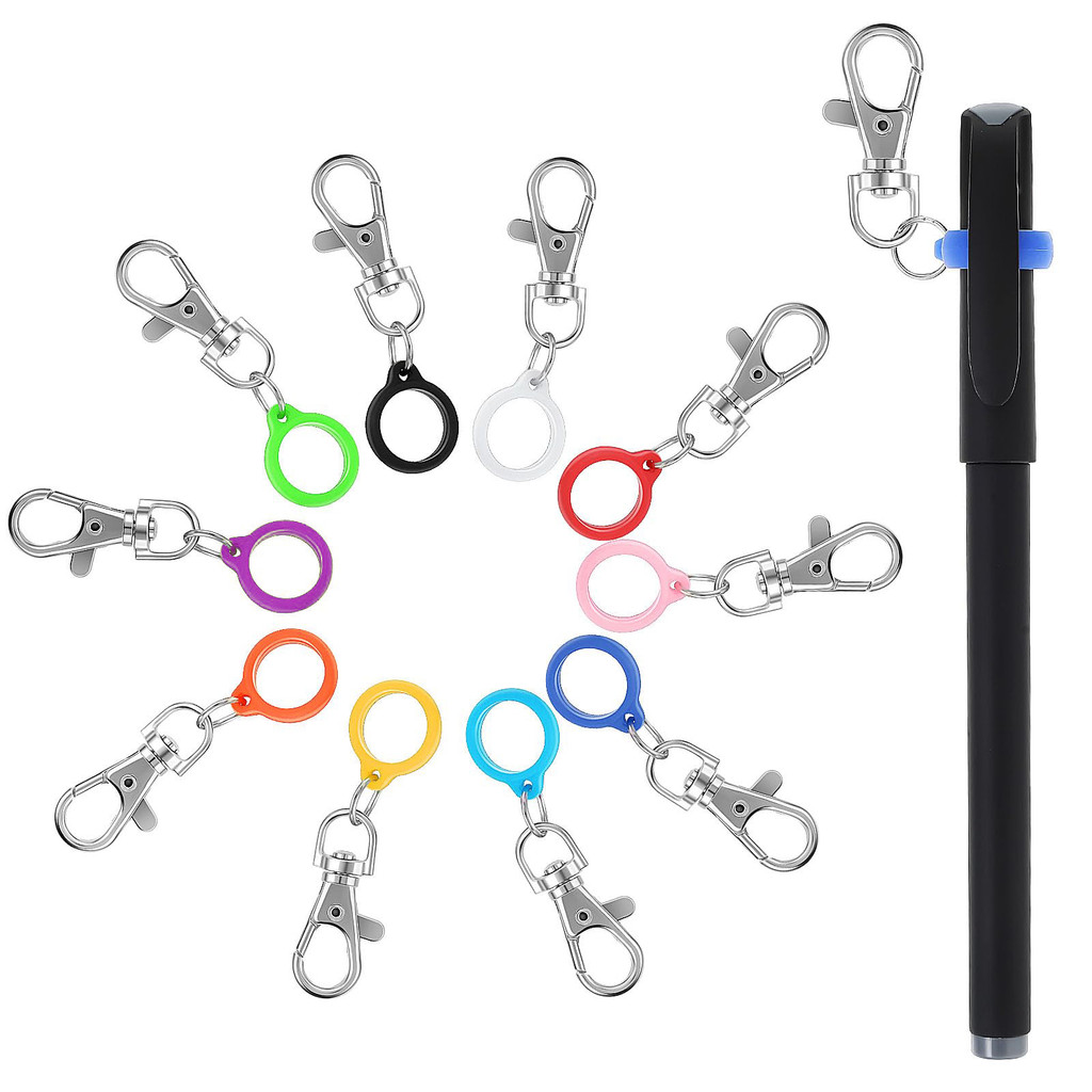 

10 Pcs Silicone Pen Clip with Lobster Clasp, Pen Holder Badge Reel Clips, Badge Pen Holder Badge Reel Accessories(Pen not Includ