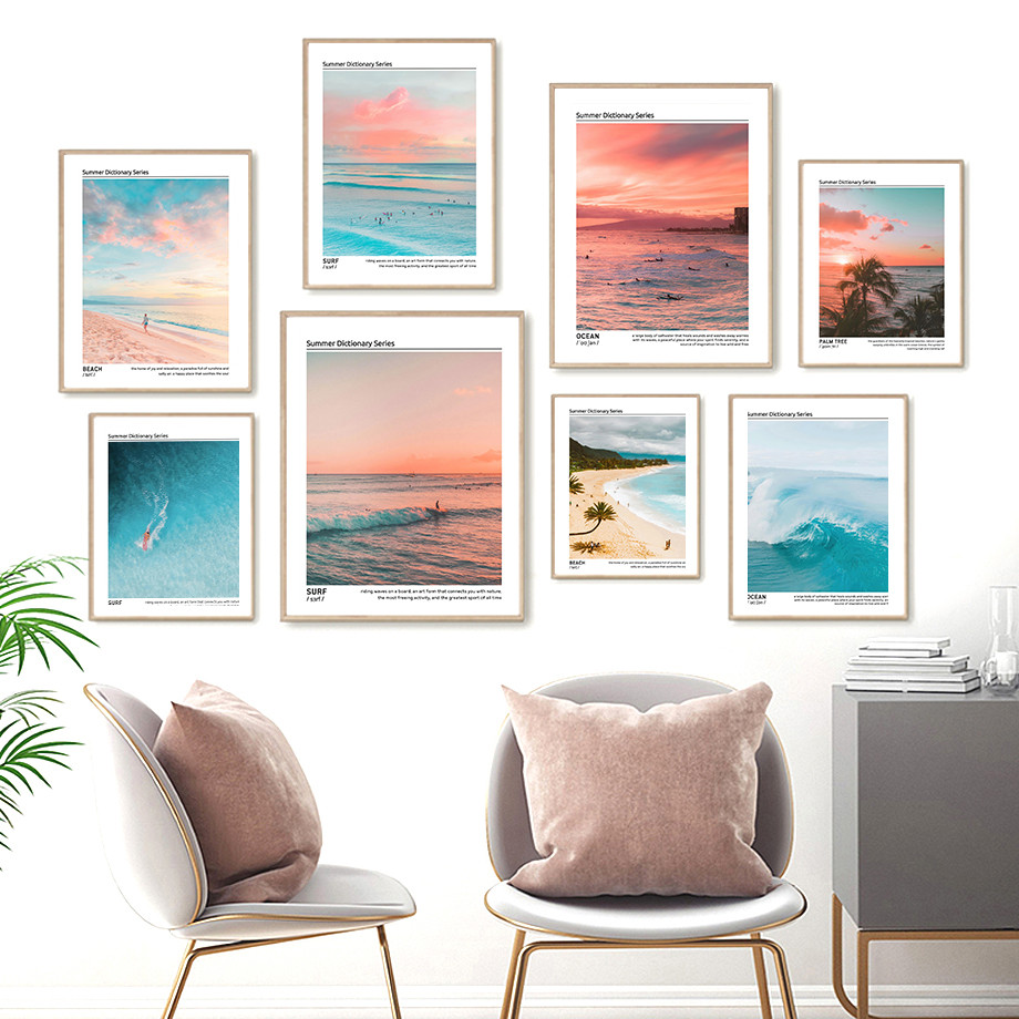 

Cool Summer Summer Collection Seaside Holiday Sunset Beach Surfing Fashion Wall Art Canvas Painting Nordic Poster Room Decor