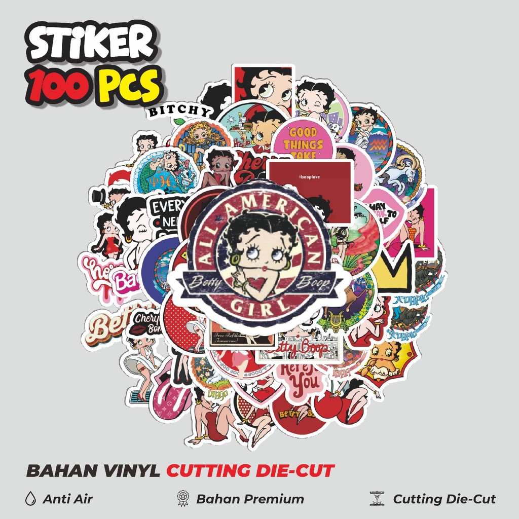 

Terbaru! 50 pcs Stiker Kartun Betty Dekorasi Lucu Kreatif untuk Notebook, Skateboard, HP