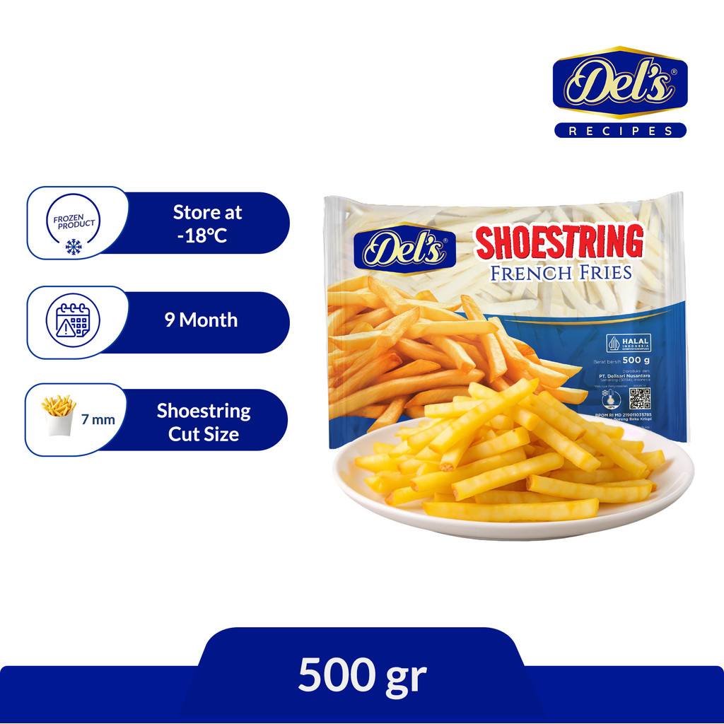 

DELS SHOESTRING FROZEN 24 X 500 GR / Kentang Goreng Shoestring Cut - 500 gr