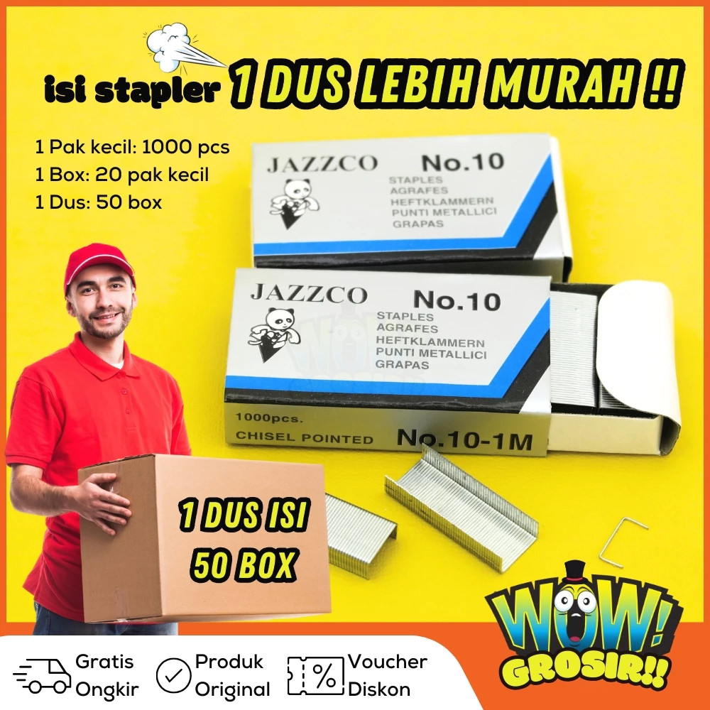 

WOWGROSIR Grosir!!! 1 Dus isi 1000 Pack Staples Isi Stapler Refill Stapler JAZZCO No. 10 Biru