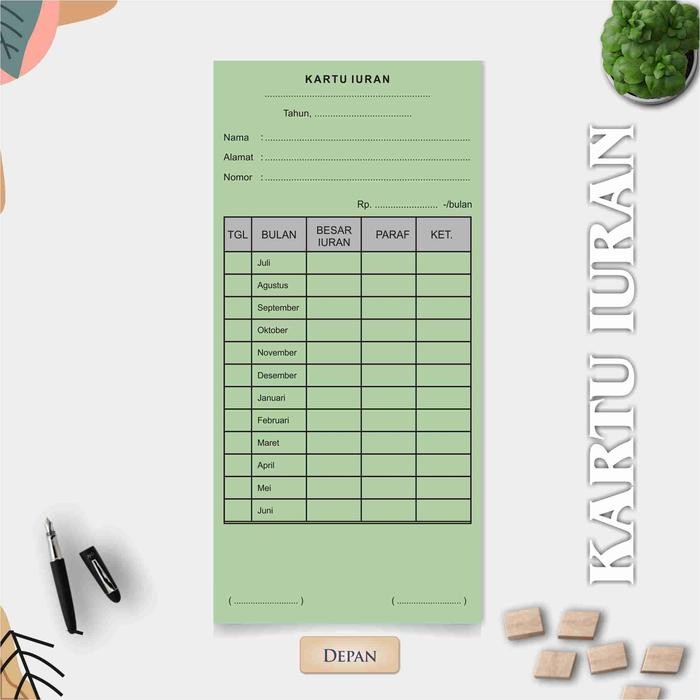 KARTU IURAN, KARTU IURAN WARGA, KARTU IURAN BULANAN ISI 100PCS - BC Putih
