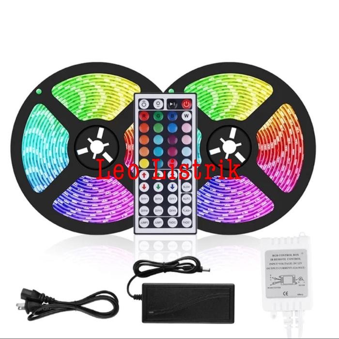 MUMPUNG PROMO LED STRIP RGB 5050 WARNA WARNI IP44 10M AC 220V+ADAPTOR+REMOTE 5050 - 5050 10M TERLARI