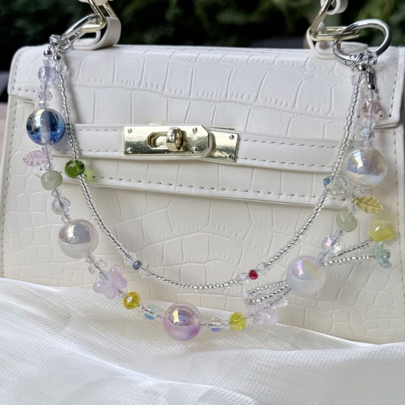 New Model Dopamine DIY Big Round Bead Bag Chain Fashionable Ladies Hand Bag Pendant Bag Charm Chain 