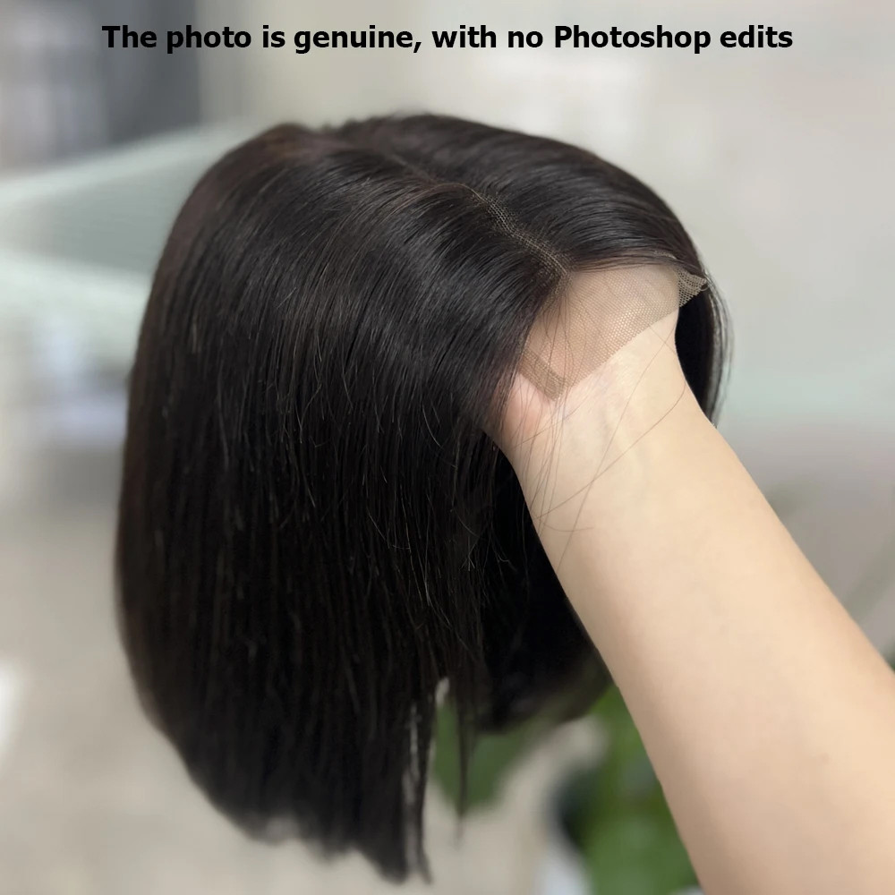 2X6 Lace Deep Part Bob Wig Human Hair Straight 18 Inch 250% Density Double Drawn Transparent Lace Cl